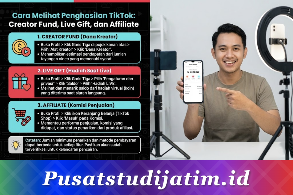 Cara Melihat Penghasilan TikTok: Creator Fund, Live Gift, dan Affiliate