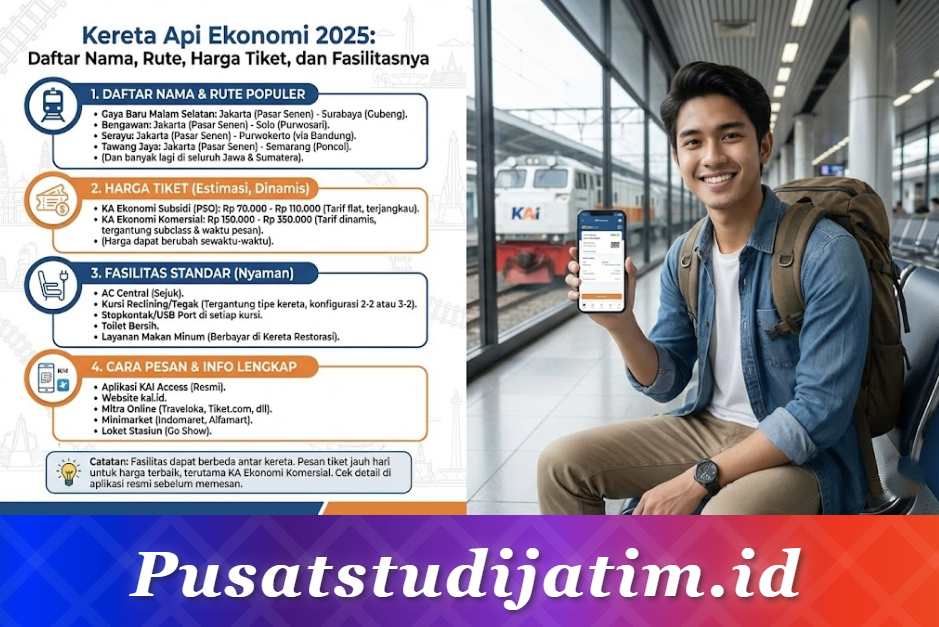 Kereta Api Ekonomi 2025: Daftar Nama, Rute, Harga Tiket, dan Fasilitasnya