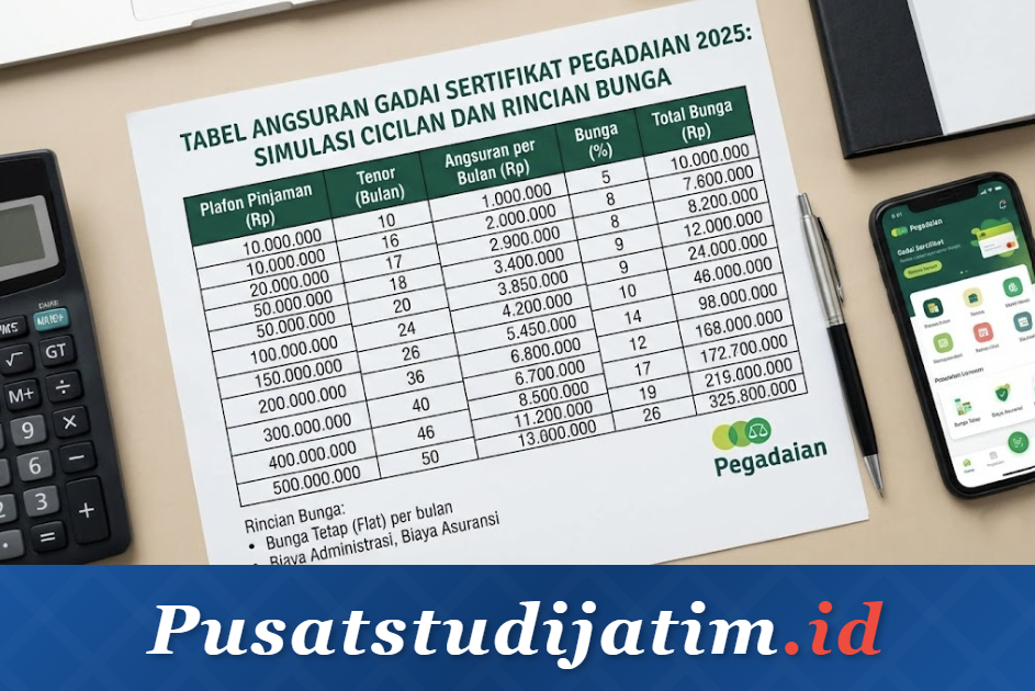 Tabel Angsuran Gadai Sertifikat Pegadaian 2025: Simulasi Cicilan dan Rincian Bunga