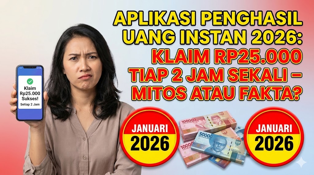 Aplikasi Penghasil Uang Instan 2026: Klaim Rp25.000 Tiap 2 Jam Sekali – Mitos atau Fakta?