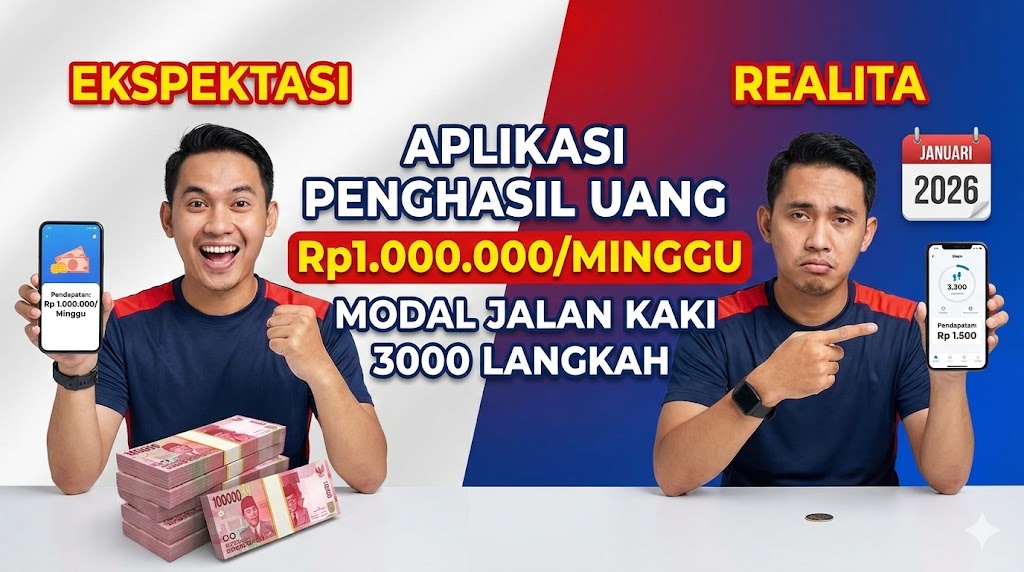 Aplikasi Penghasil Uang Rp1.000.000/Minggu Modal Jalan Kaki 3000 Langkah – Realita vs Ekspektasi