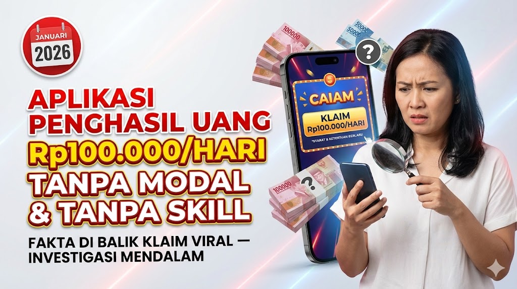Aplikasi Penghasil Uang Rp100.000/Hari Tanpa Modal dan Tanpa Skill – Fakta di Balik Klaim Viral