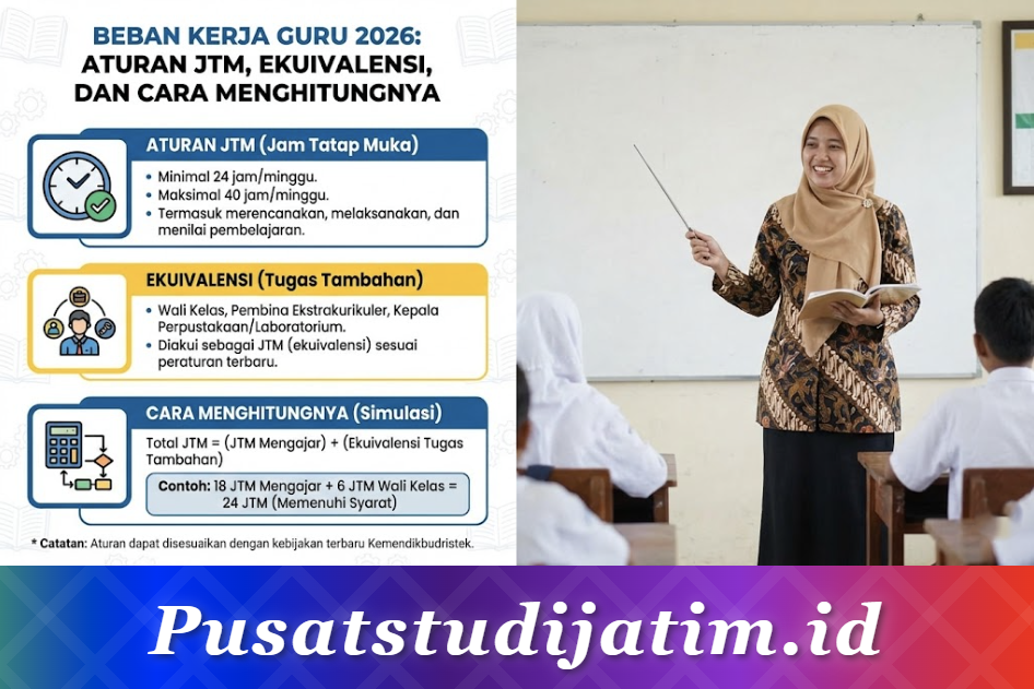 Beban Kerja Guru 2026: Aturan JTM, Ekuivalensi, dan Cara Menghitungnya