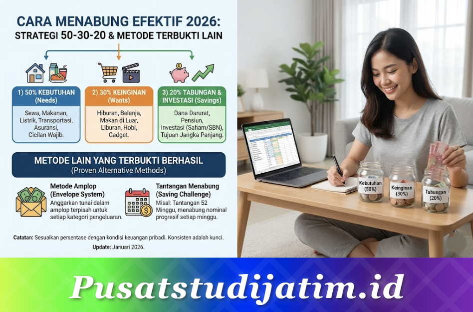 Cara Menabung Efektif 2026: Strategi 50-30-20 dan Metode Lain yang Terbukti Berhasil