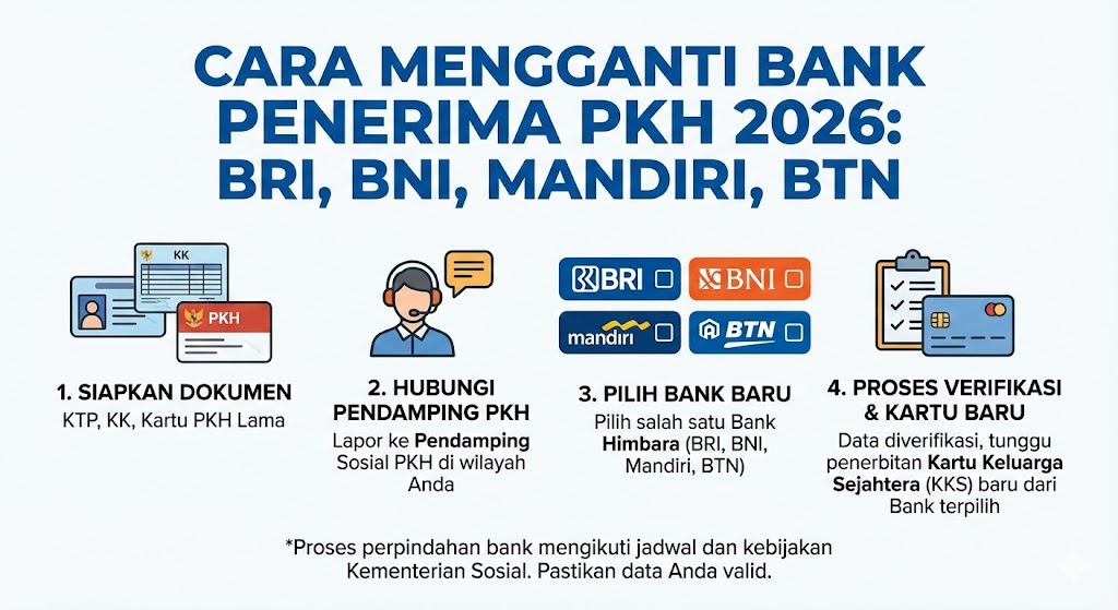 Cara Mengganti Bank Penerima PKH 2026: BRI, BNI, Mandiri, BTN