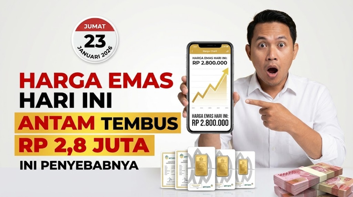 Harga Emas Hari Ini Jumat 23 Januari 2026: Antam Tembus Rp 2,8 Juta, Ini Penyebabnya