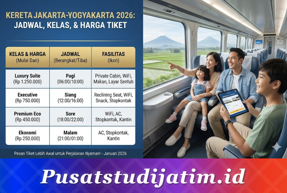 Kereta Jakarta-Yogyakarta 2026: Jadwal Lengkap, Kelas, dan Harga Tiket