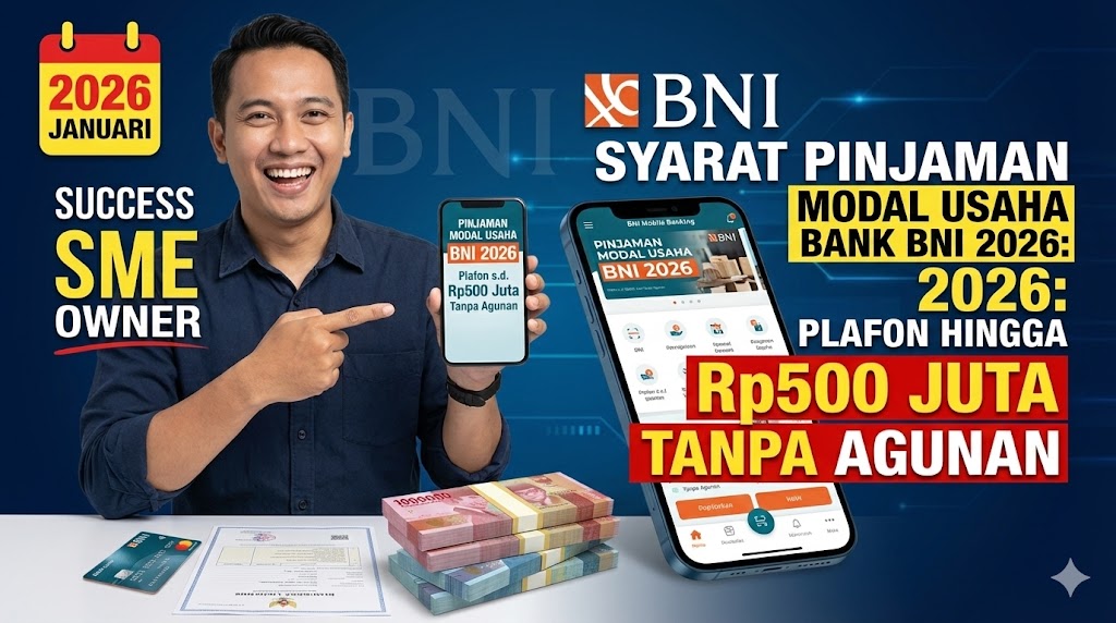Syarat Pinjaman Modal Usaha Bank BNI 2026: Plafon hingga Rp500 Juta Tanpa Agunan